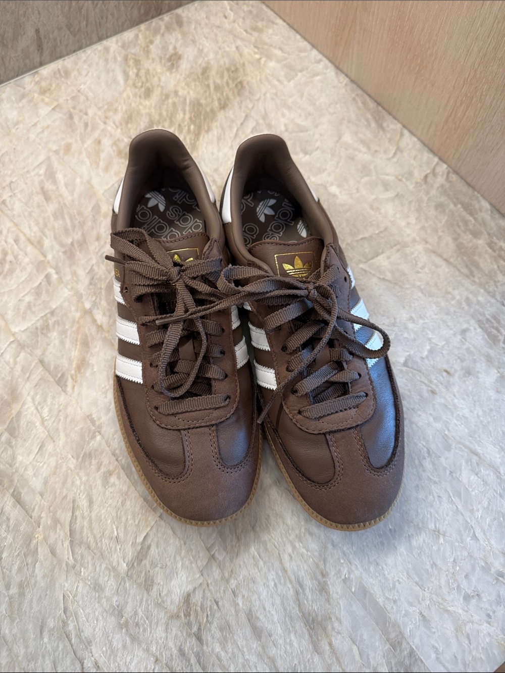adidas Brown Sneakers with White Stripes - Picture 3 of 4